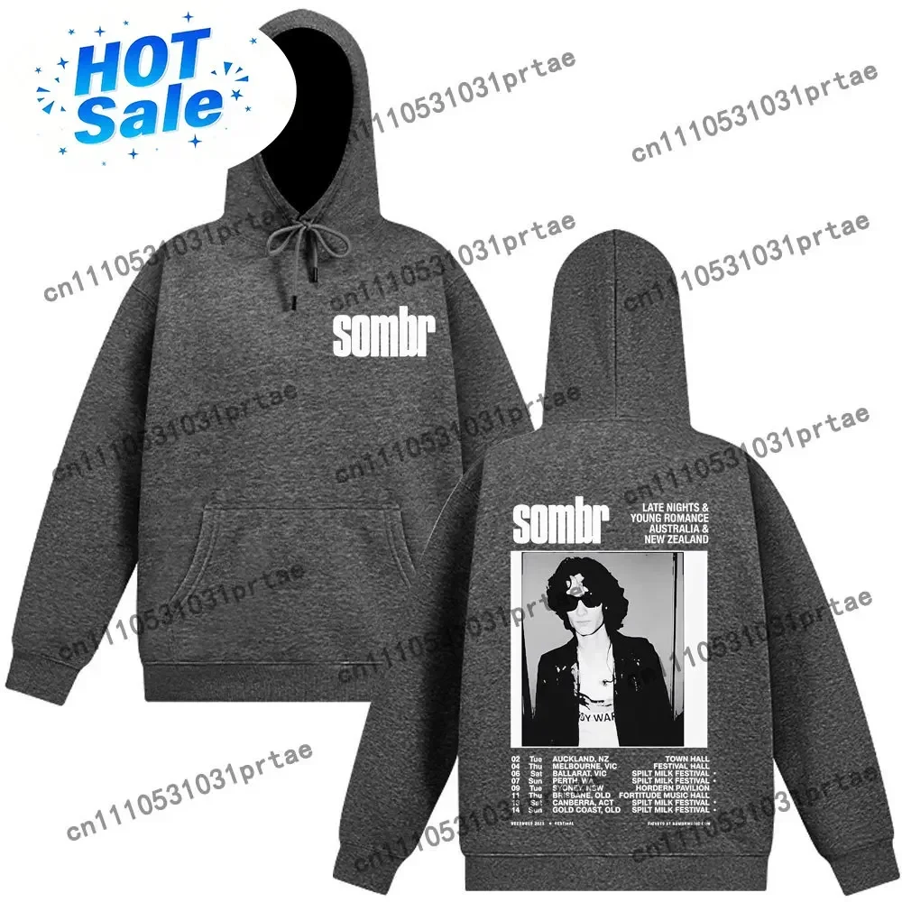 Sombr Merch Live  Tour Gothic Punk Vintage Hoodies Men Women Loose Casual Hooded Sweatshirts High Quality Hip Hop Tracksuit blac