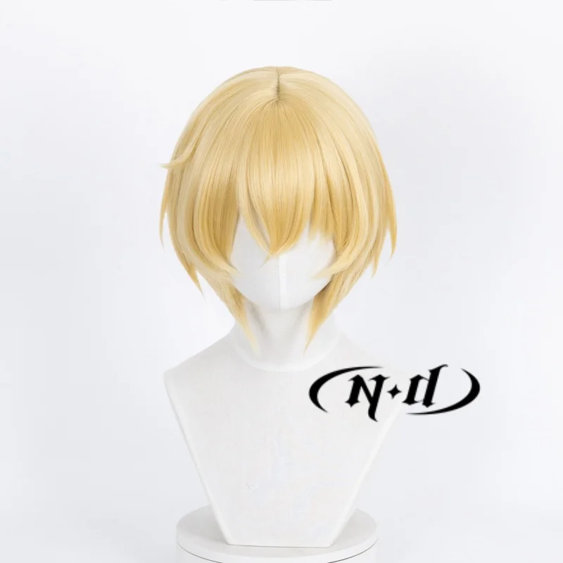 ND Aigis تأثيري الباروكات شقراء هيربيسي لعبة تأثيري خصلات الشعر المستعار للنساء كوميك كون كوزر زي موضوع حفلة مقاومة للحرارة