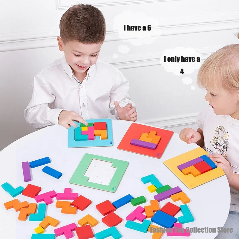 3D Tweepersoons interactief Desktop Puzzelspel Tangram Wiskundespeelgoed Bouwstenen Bord Kleur Vorm Spel Voor Kinderen Geschenken