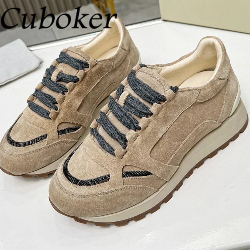 Autumn Designer Comfort Walk Real Suede Leather Leisure Sneaker Women Thick Sole Casual Flat Shoes Driving Shoes Runner Shoes