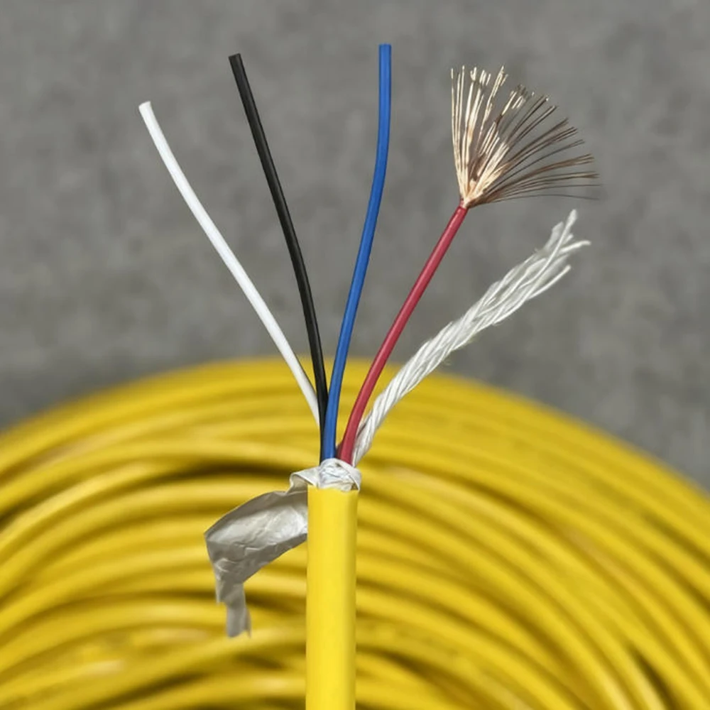 

4 Core 0.25mm² Super Flexible Cable, Oil Water Abrasion Resistant Yellow Control Wire, High Purity Copper, Easy Solder