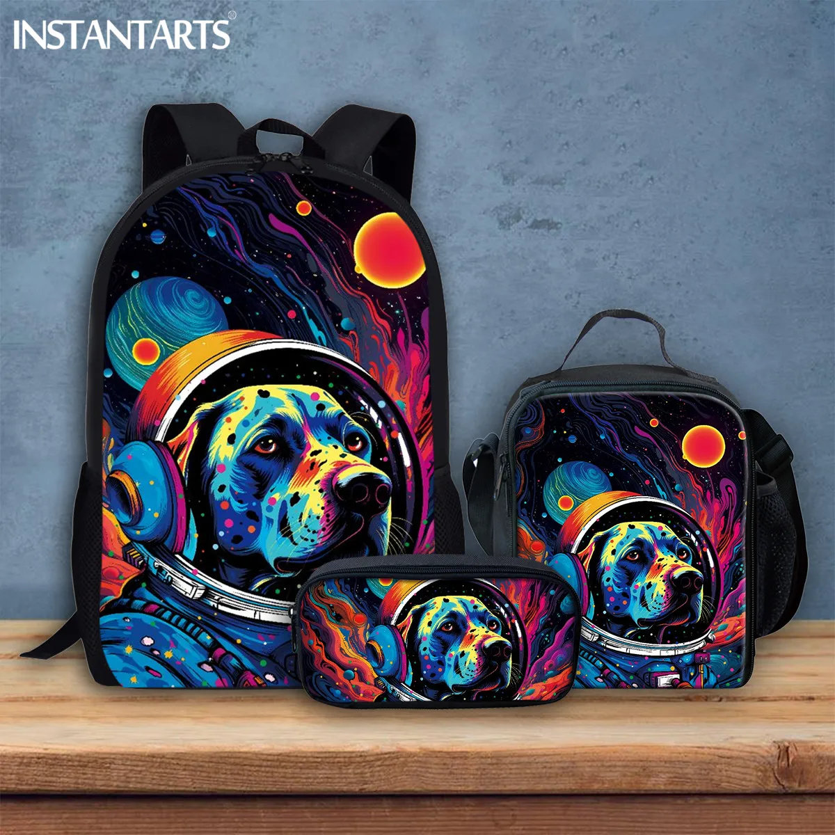 

INSTANTARTS Colorful Abstract Artical Beagle Harrier Design Men's Daily Backpack Girls Boys Cool 3Pcs/Set School Bags mochila