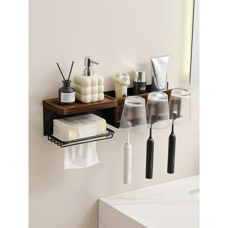 Suitable for Walnut Toothbrush Rack, No Punch Rack