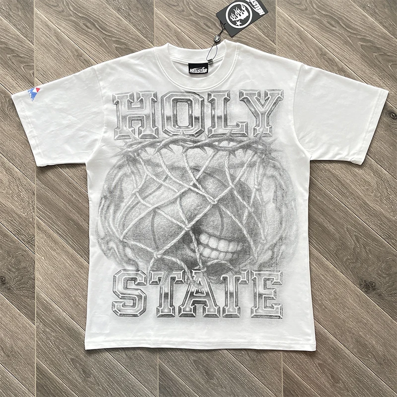 

Американская уличная футболка из чистого хлопка с коротким рукавом, молодежная летняя модная футболка с графическим принтом, повседневный пуловер с круглым вырезом