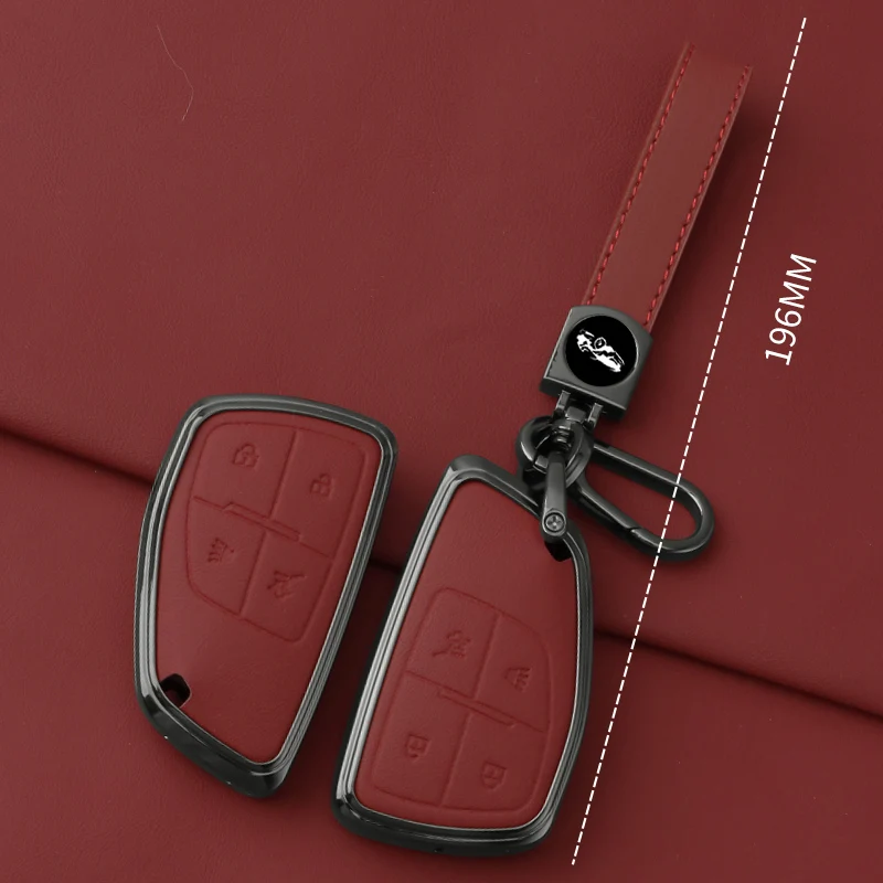 Metal Leather Car Key Case Cover For Chevrolet Tahoe Suburban For GMC Yukon For Buick Envision Plus Avenir Keychain Accessories