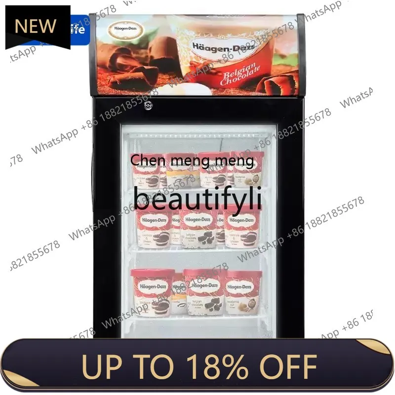 

Z189 a56 Glass Door Freezer Small Refrigerator Small Ice Cream Display Commercial Durian Cabinet Tea Cabinet