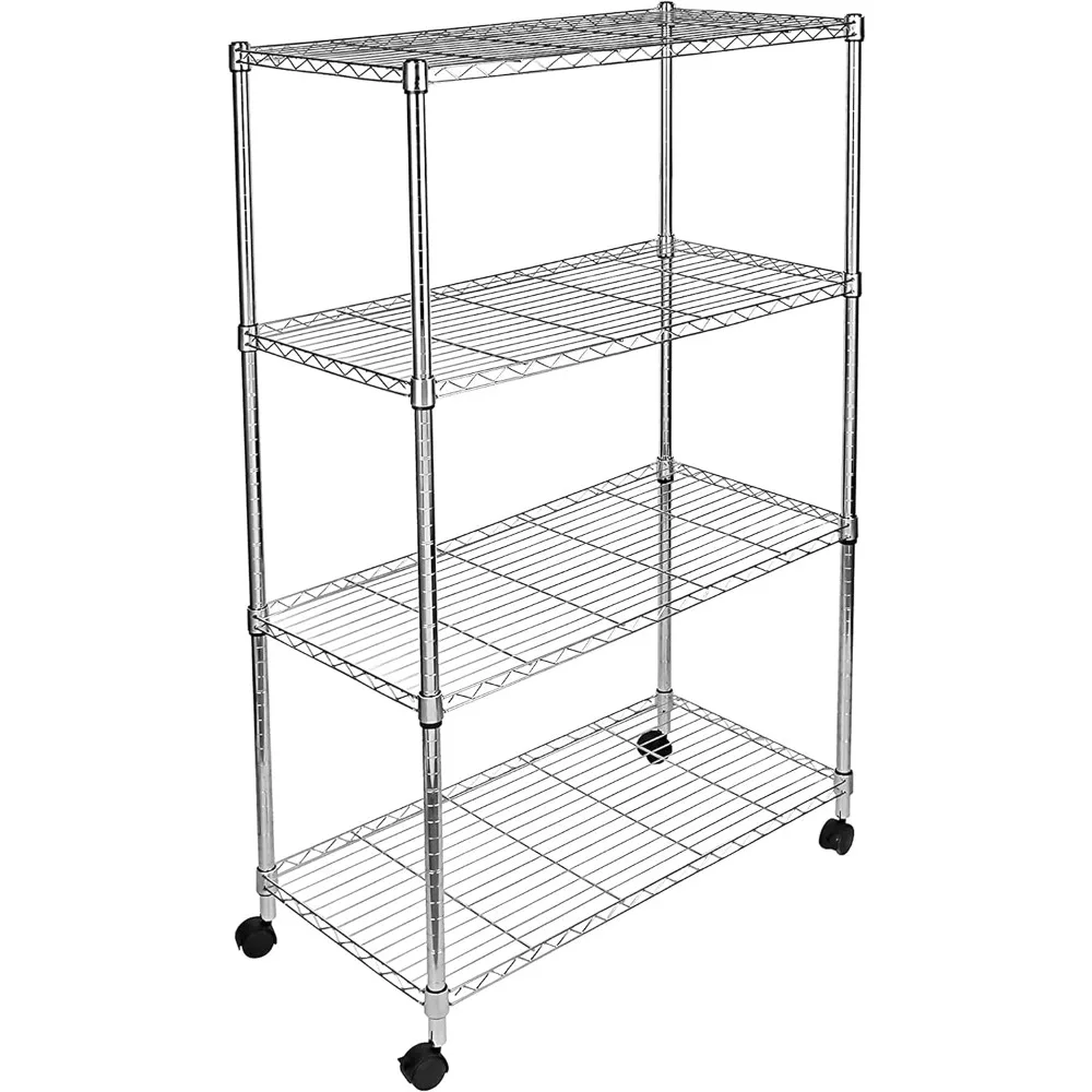 4-Tier Heavy Duty Storage Shelving Unit 1000Lb Capacity,Chrome,35.43