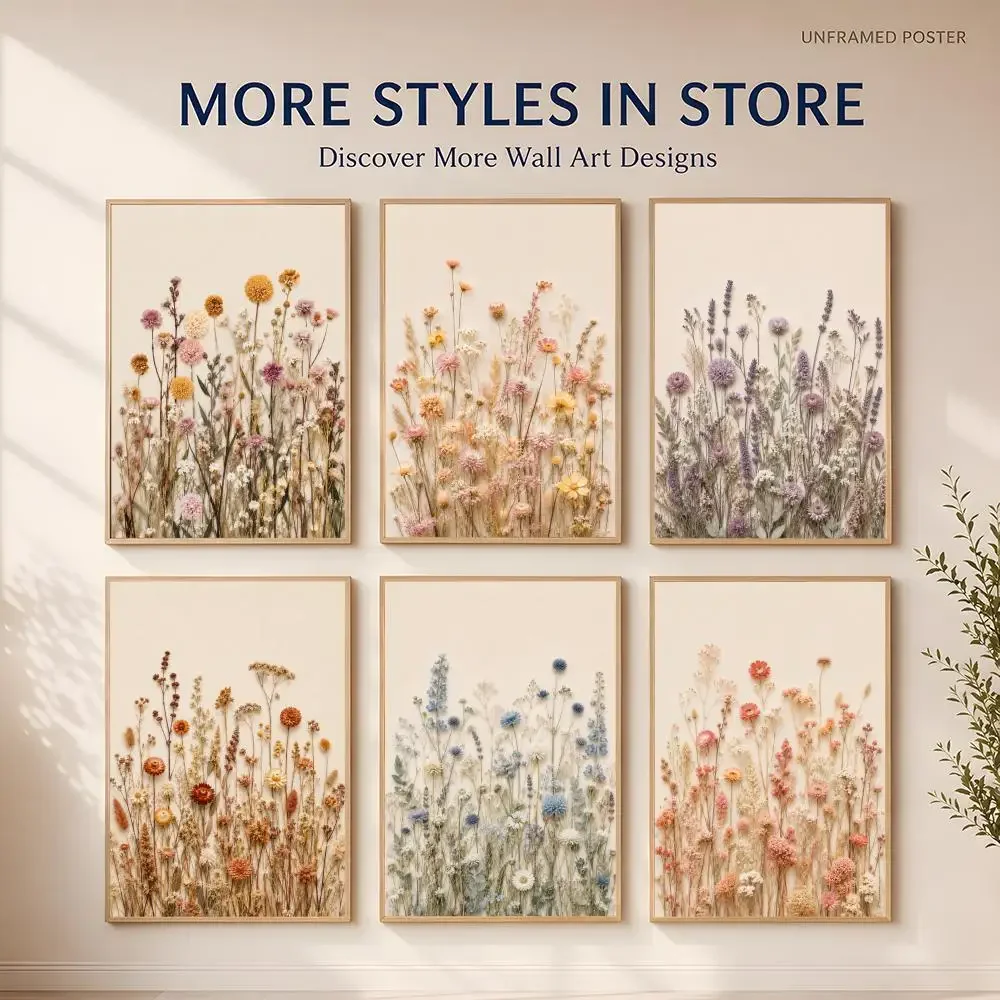 Dried Flowers Poster Versatile HD Waterproof Wall Art Self-Adhesive Decor For Any Space Ideal Gift