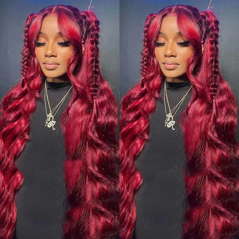 

Body Wave Wig 13x6 Burgundy Lace Front Wig 13x4 Hd Lace Frontal Wig 4x4 Lace Wig Human Hair Pre Plucked 99j Red Colored Wig