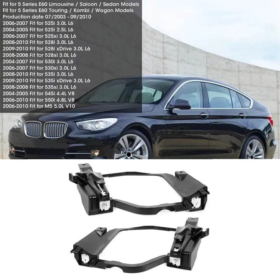 

Black Headlight Mounting Brackets Support 63126936090 63126936089 Fit For BMW 5 Series E60 E61 525I 528Xi 530I Auto Accessories
