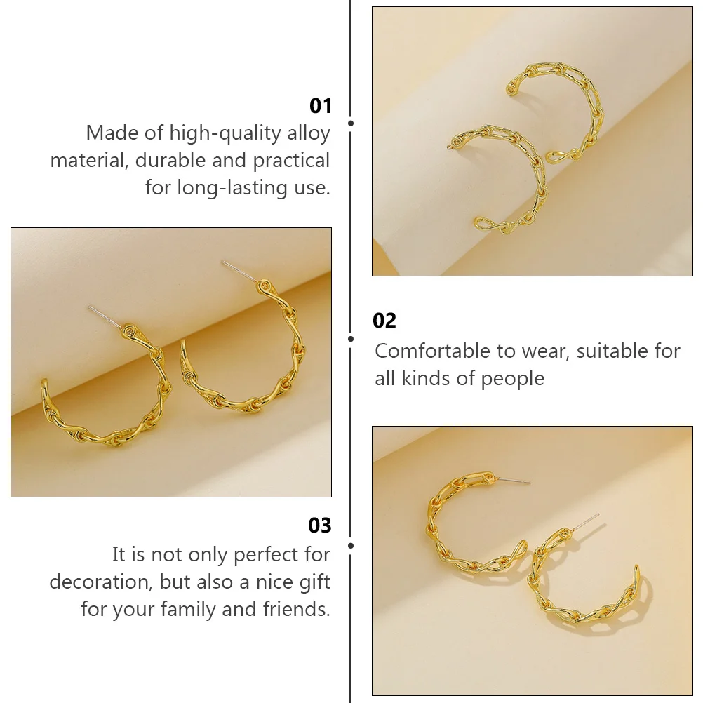 

1Pair C Shaped Earrings Women Creative Geometric Retro Ear Jewelry Chic Casual Party Birthday Anniversary Gift