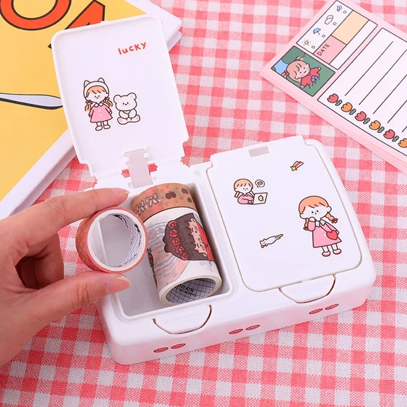 Ins Button Desktop Cute Storage Box with Lid Sundries Mini Jewlery Storage Box Organizer Kawaii Box Container Storage Small