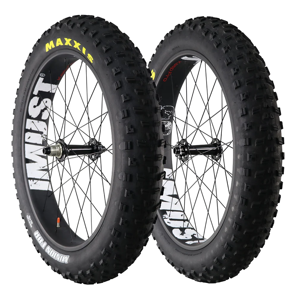 

China Fatbike Wheel 26er Carbon Fat Bike Wheels 90mm Width With Maxxis Tire 26*4.8mm 3 Years Warranty