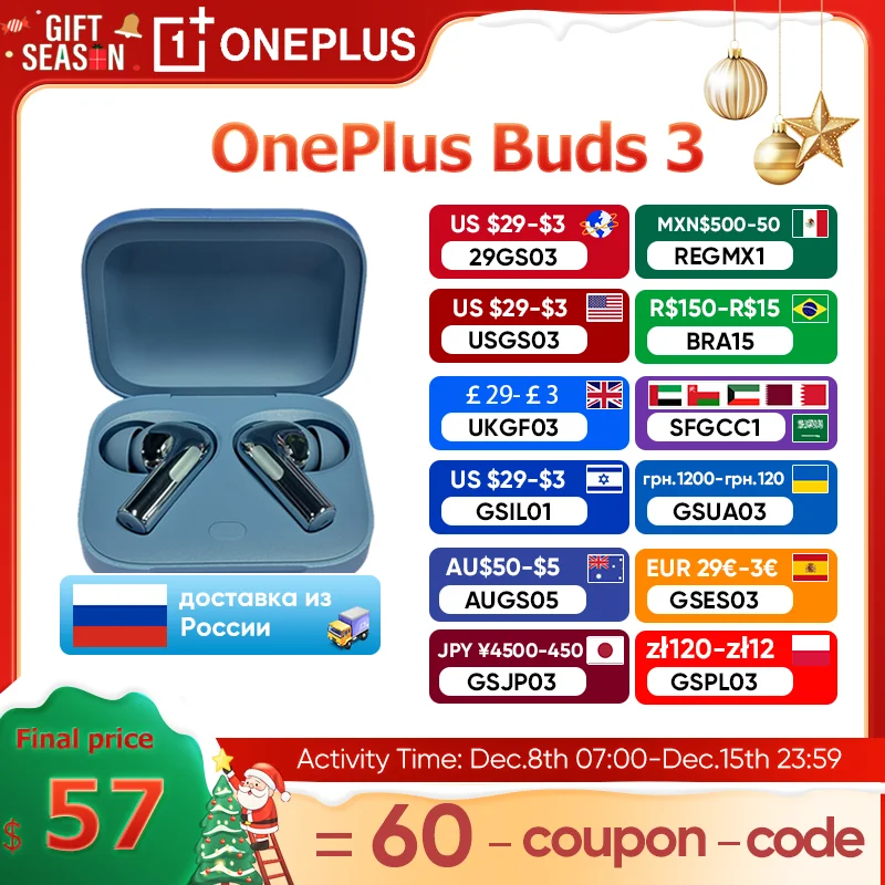 2024 New Global Version Oneplus Buds 3 TWS Bluetooth Earphone 49dB Active Noise Cancelltion Wireless Headphone For Oneplus 12