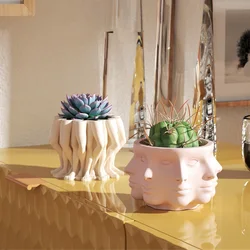 Nicole Planter Concrete Silicone Mold Poly Legs and Polyface Shape Candle Jar Mould for Home Decor Crafts Making Tool