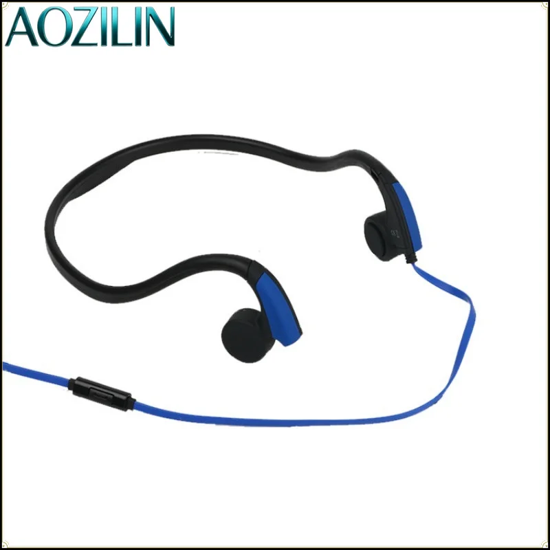 AOZILIN Light Wired Bone Conduction Headphones 1.2M Cable Behind Ear Stereo Sports Earphones with Mic Inline Control