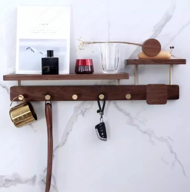 

Настенный вешалок из массива дерева для прихожей, для одежды и ключей, без сверления.