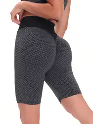 Women's shaping trousers peach buttocks high waist five-point trousers honeycomb leggings sports tights fitness pants