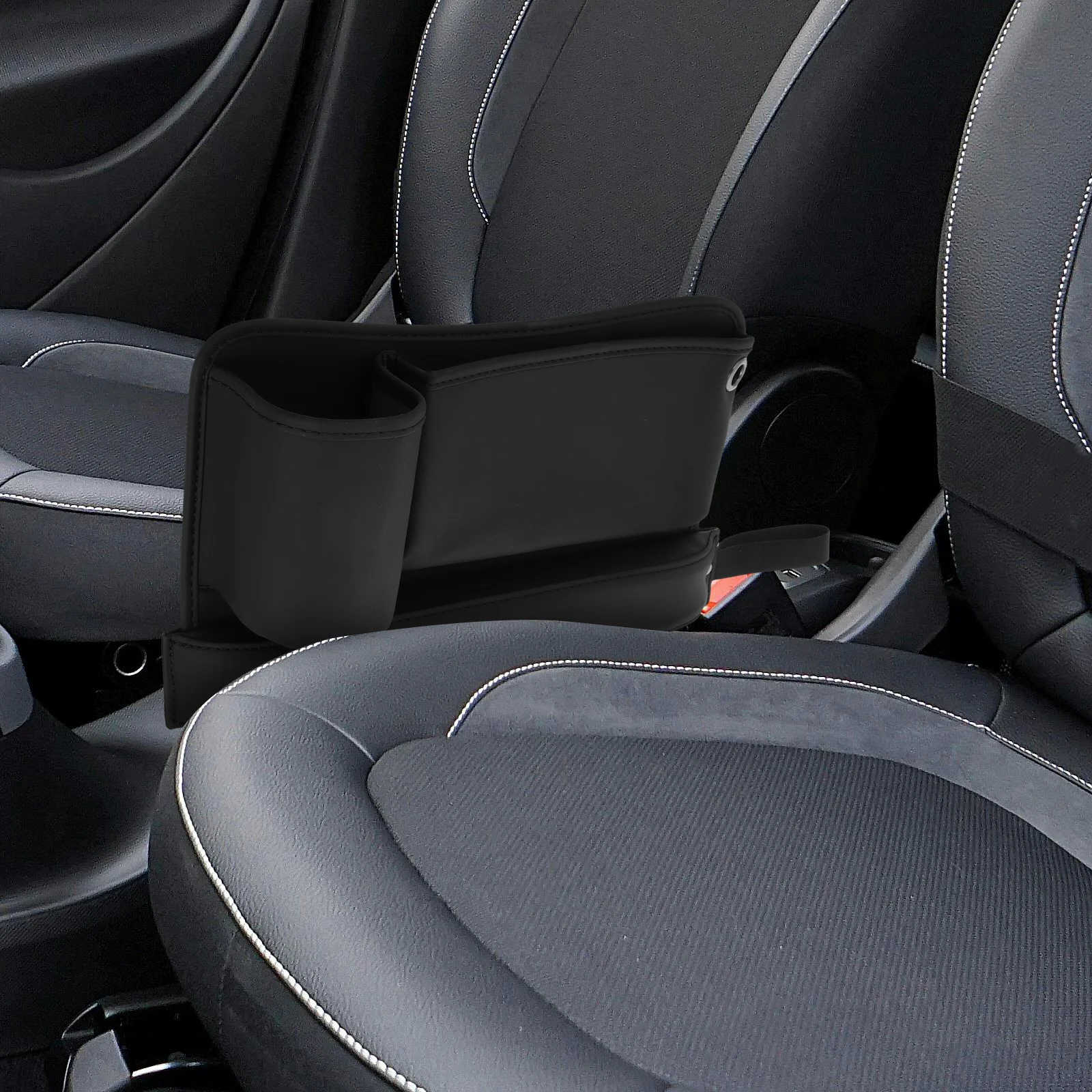 

Multifunctional Organizer Universal Console Side Auto Gap Filler With Cup Holders Front Seat Storage Durable Material Easy