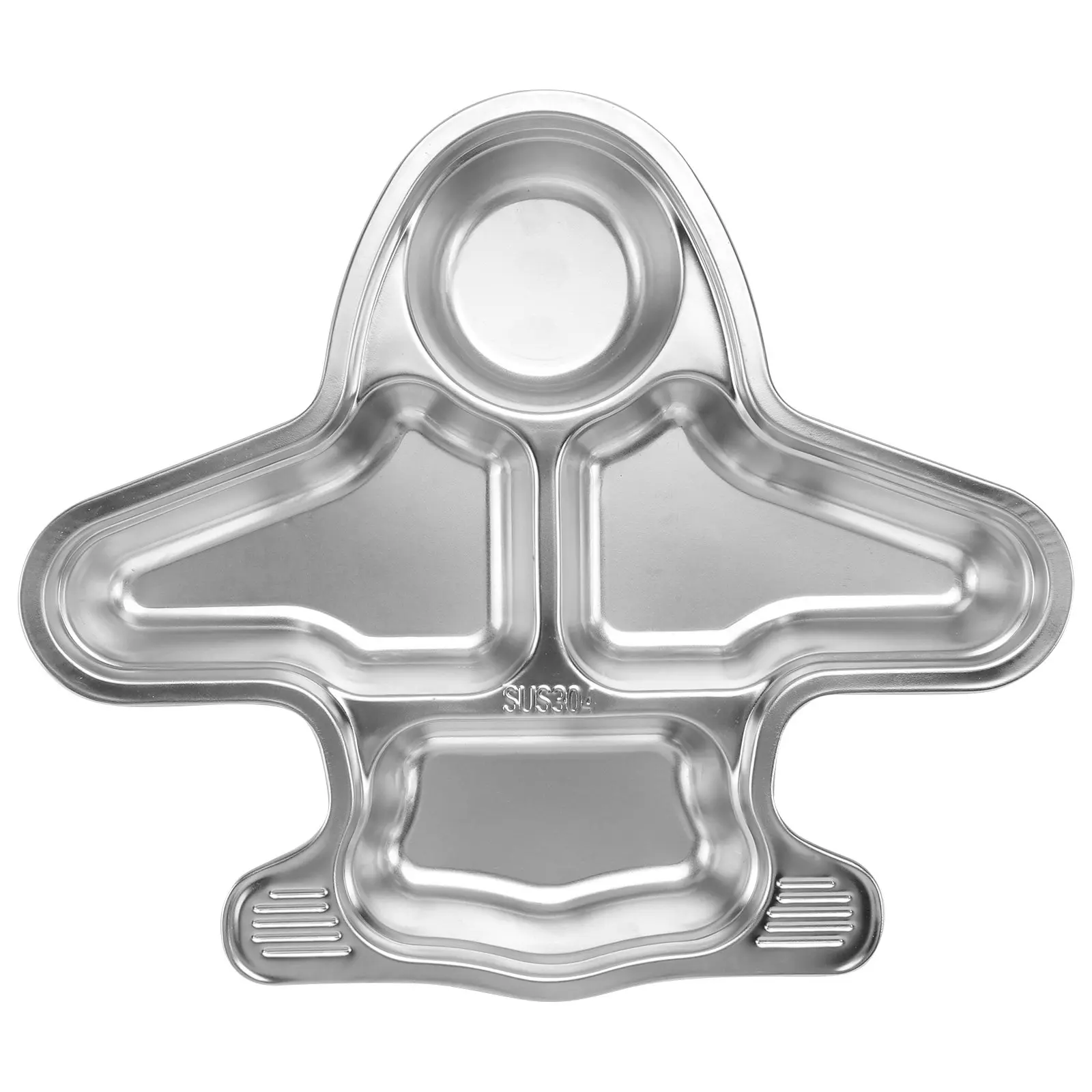 

1Pcs High-Grade Food-Safe Stainless Steel Children Divided Lunch Tray with Cartoon Design Multi-Segment Food Plate for Picnics