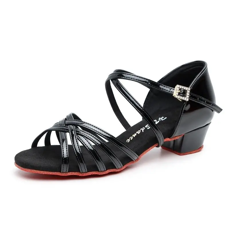 customized Latin shoes for girls soft soled wear-resistant Latin modern balloom dance shoes mid heeled children's for beginners