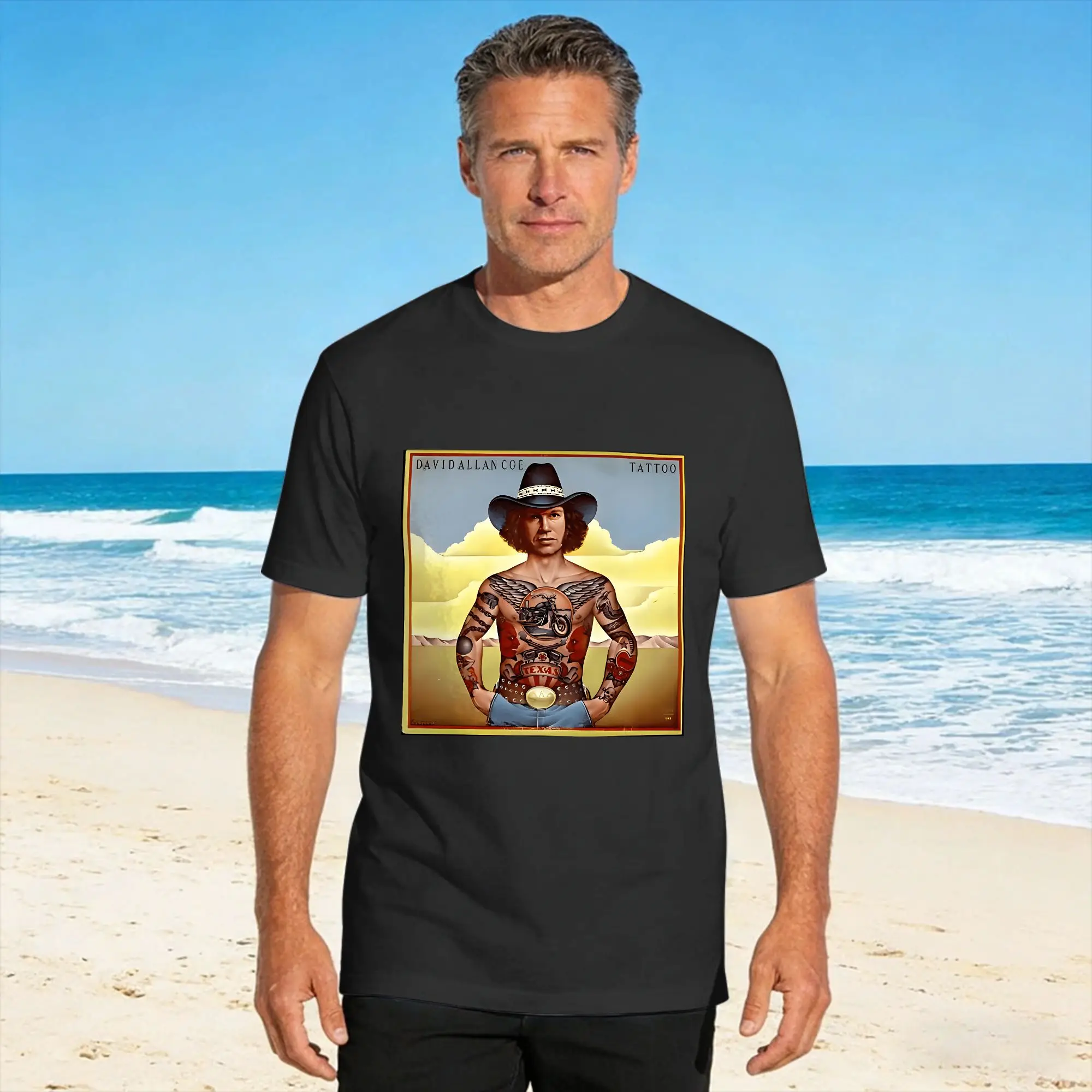 Harajuku T Shirt Summer David Allan Coe Novelty T-Shirts  100% Cotton Tee Shirt for Mens Aesthetic Short Sleeve Clothes