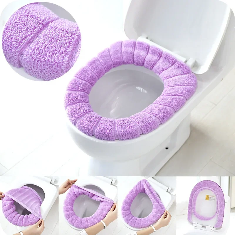 30cm Diameter Comfortable Velvet Coral Toilet Seat Cover Standard Pumpkin Pattern