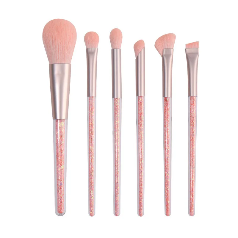 Zoreya Mini Make-upborstel Draagbare 6-delige set voor beginners Blush Brush, oogschaduwborstel, contouren en neusschaduwborstel