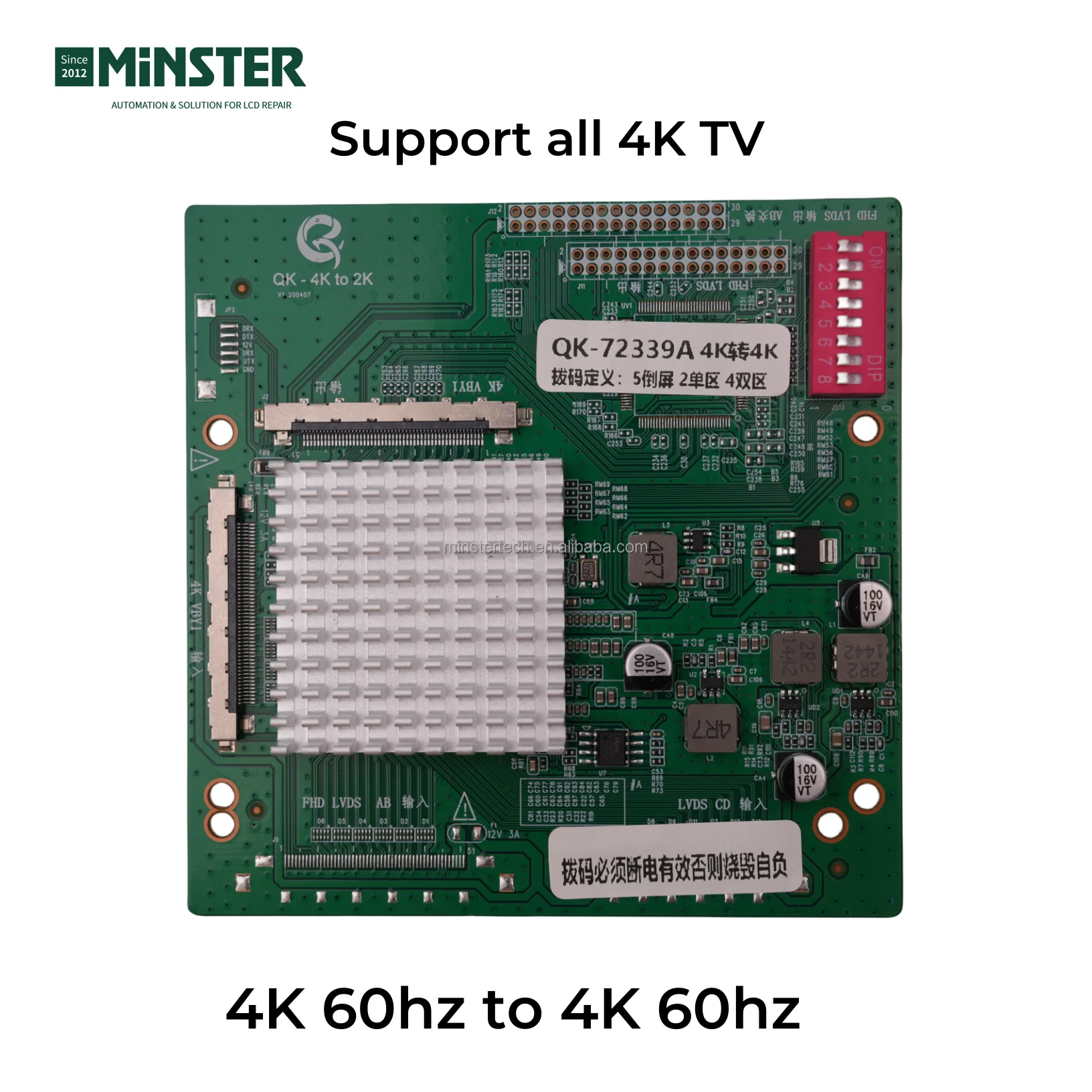 4K to 4K Lvds Converter Adapter for TV Screen Panel Display Repair to Change Partition and Flip Image 60hz to 60hz VBYONE 4K