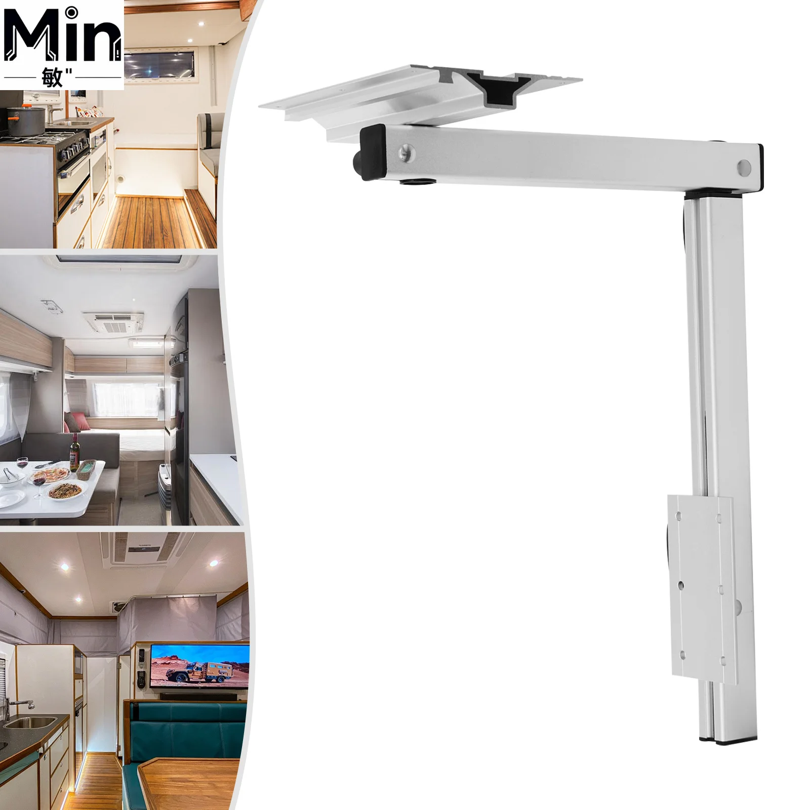 Silver Heavy 360 Degree Rotatable RV Telescopic Leg Aluminum Alloy Detachable Leg with Tabletop Carrier for Yacht