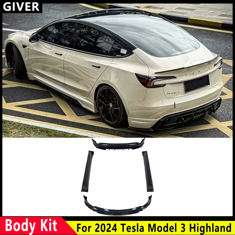 

For 2024 Tesla Model 3 highland Body kit Rear Spoiler Diffuser Posterior Lip Enveloping Modified car Accessories