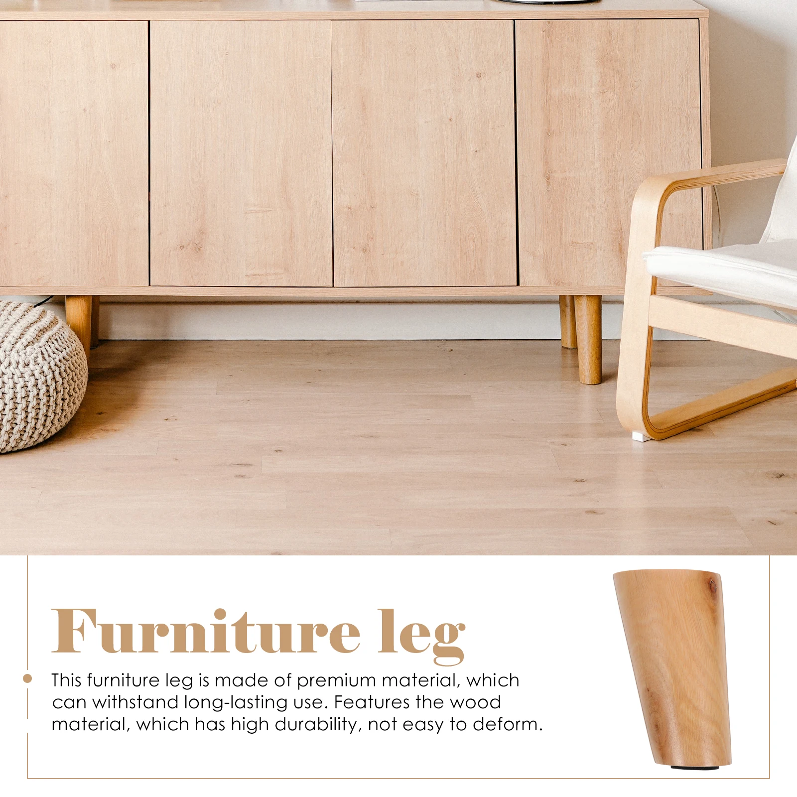 

4pcs Solid Wood Furniture Legs Replacement Sofa Bed Table Feet Durable Polished Surface Multifunctional Couch Cabinet