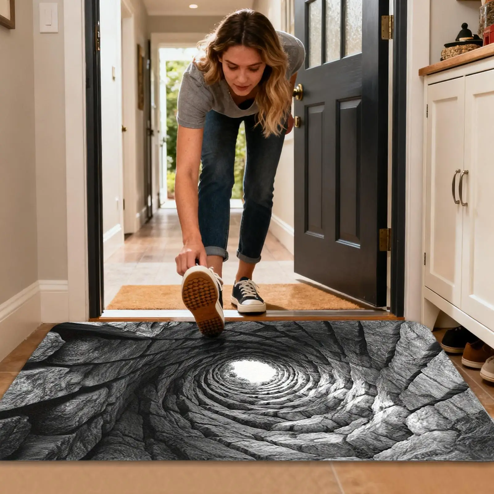 3D Optical Illusion Rug Non Slip Floor Mat Living Room Decor Modern Home Carpet Visual Effect Door Mat for Entrance Kitchen