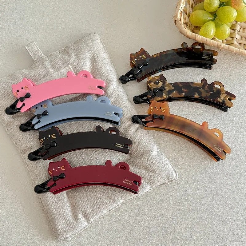 

Korean-style cat-shaped acetate hair clip look banana clip women, back-of-the-head vertical for clip, ponytail hairpin, high-end