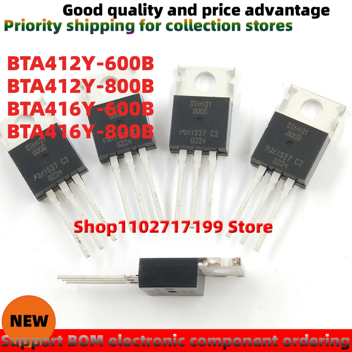 10PCS/per pack BTA412Y-800B BTA416Y-800B BTA416Y-600B TO-220 BTA412Y-600B New original