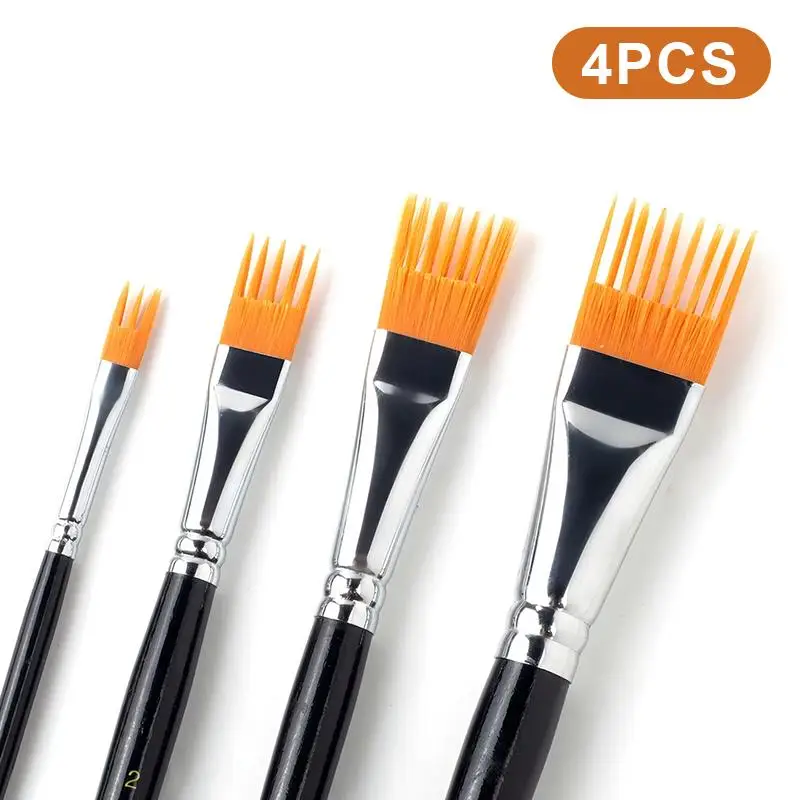 4Pcs Serrated Shape Paintbrush Set Landscape Leaf Art Brushes For Watercolor Oil Digital Painting Artist & Student Supplies