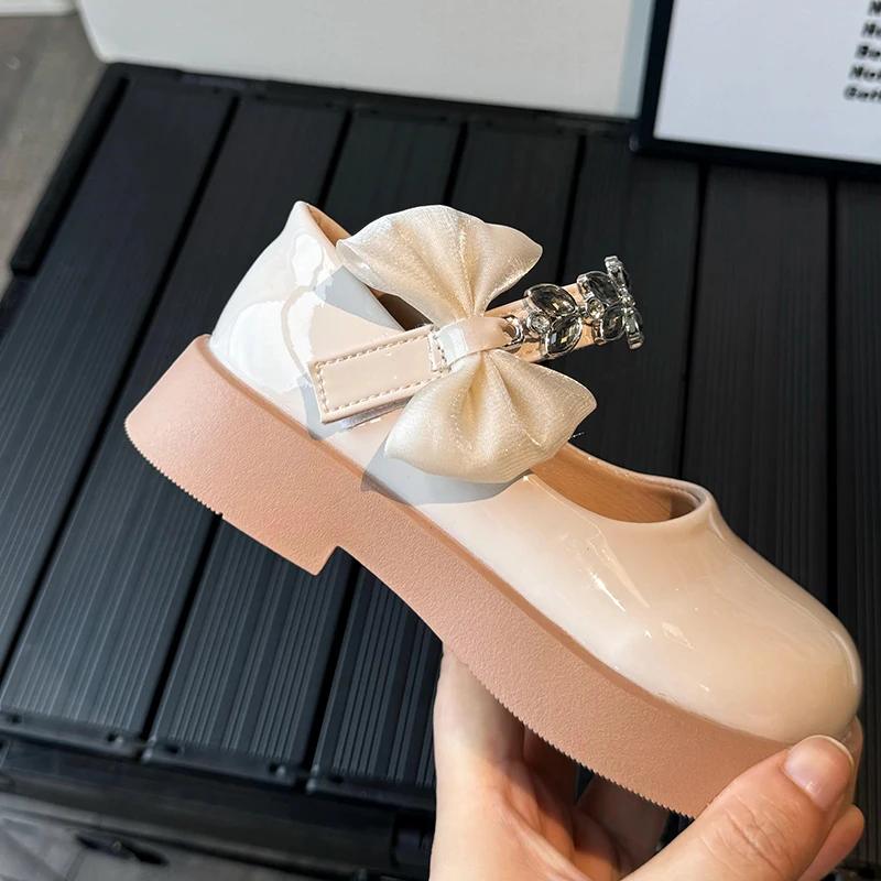 2026 Classic Girls Comfortable Shoes Spring Autumn Princess Children Leather Shoes Rhinestone Luxury Kids Fashion Causal Shoes