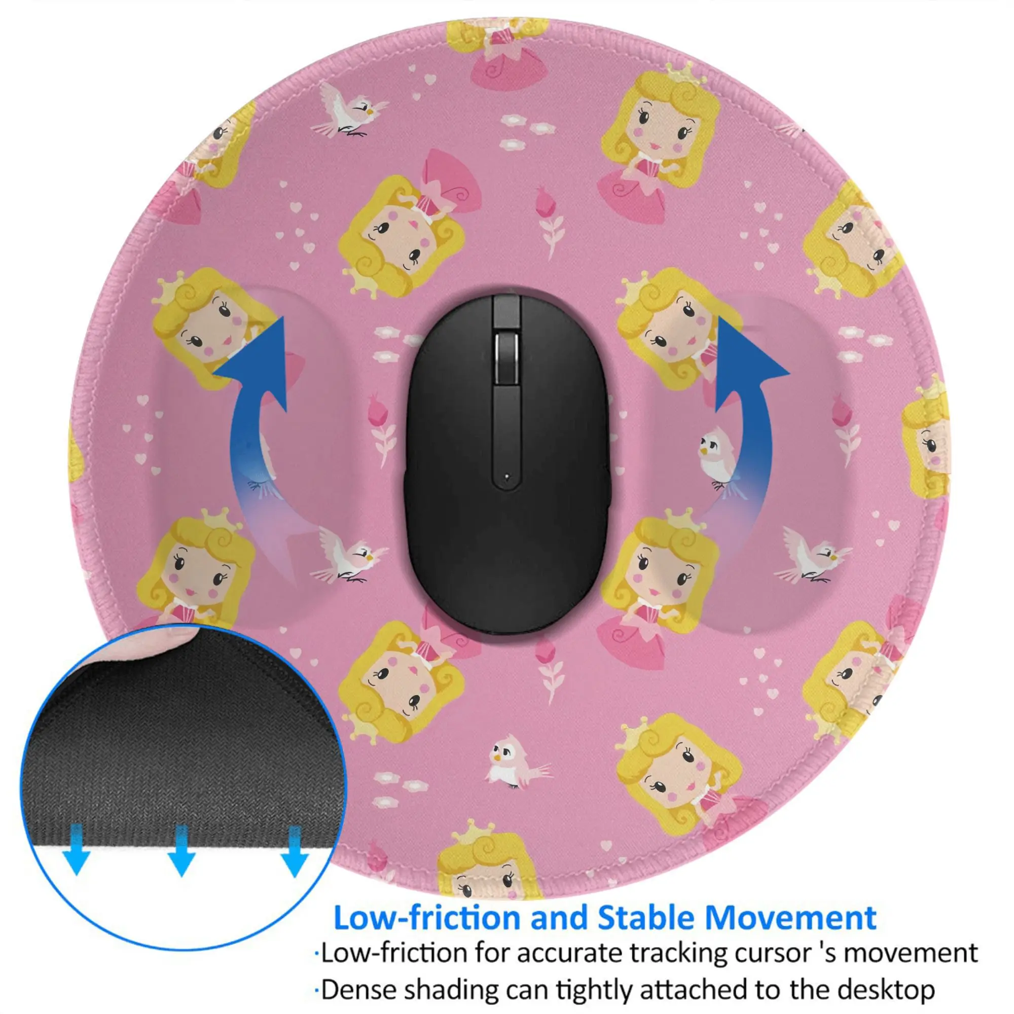 Alice  8in Round Mouse Pad Desk Pad Laptop Mouse Mat for Office PC Computer Keyboard Non-Slip Rubber Desk Mat