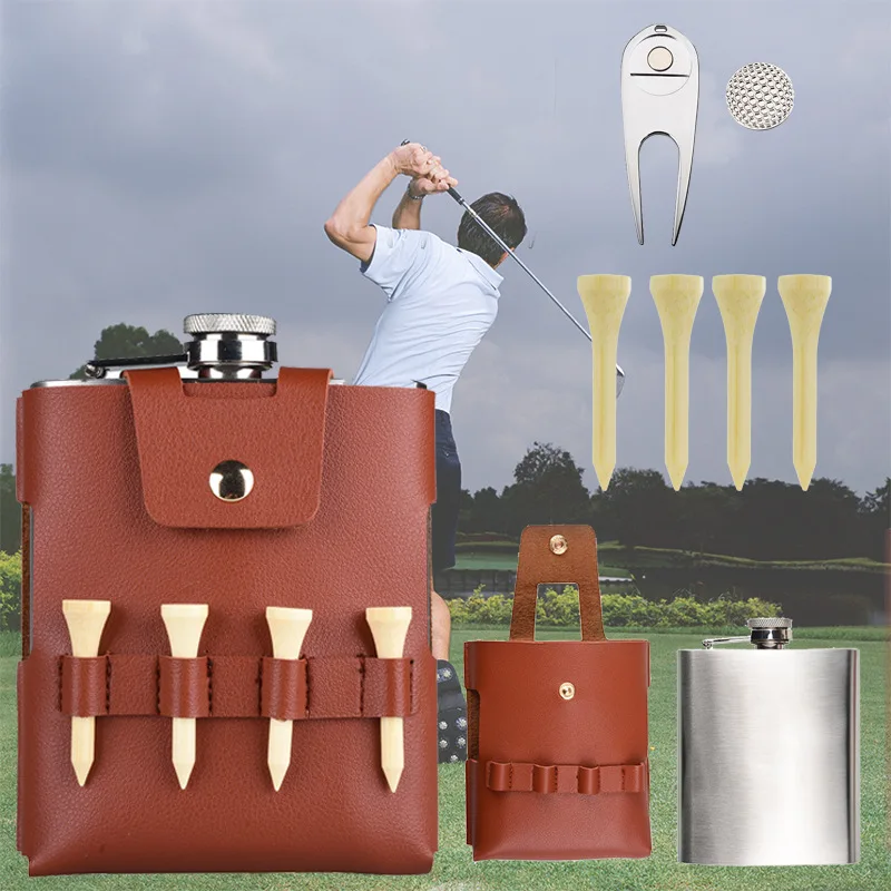 

Практические инструменты Плоский кувшин для вина на 200 мл плюс поясная сумка с шариковыми гвоздями плюс вилка с фруктовым воротником, легко носить с собой.