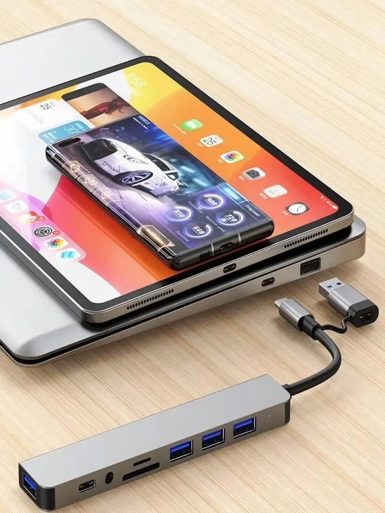 USB C Hub USB Hub 3.0, Aluminum 7 in 1 USB Extender, USB Splitter with 1 X USB 3.0, 4 X USB 2.0 and 2 X USB C Ports for mac image 4