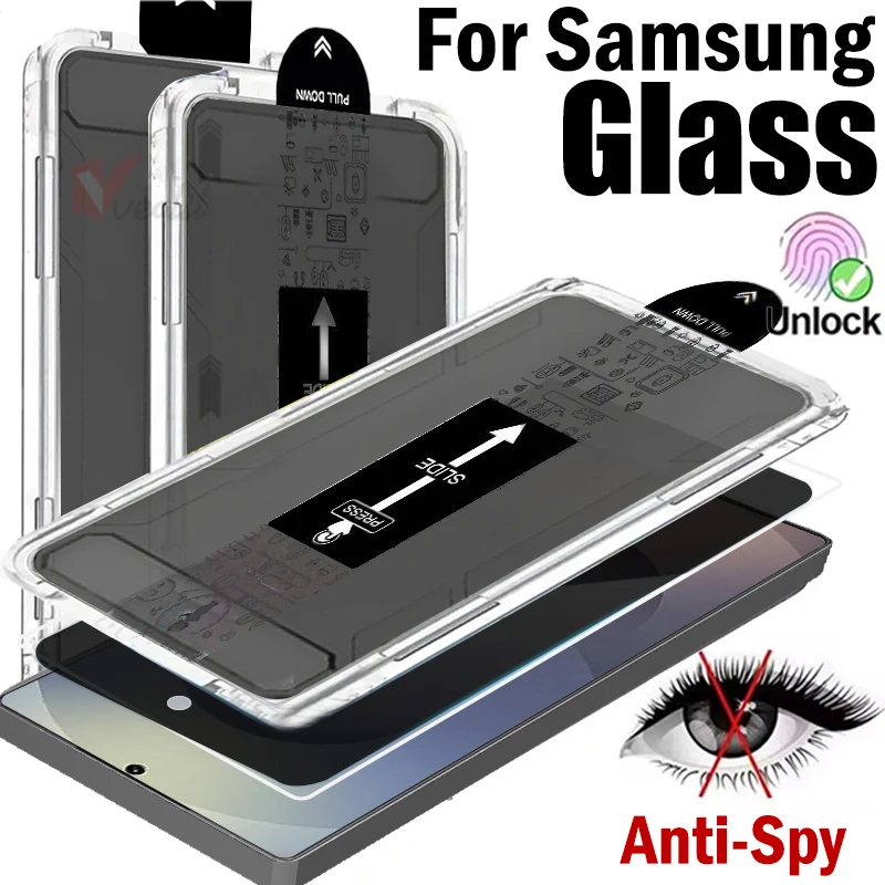 

1-2 шт., разблокирующее конфиденциальное стекло для Samsung Galaxy S25 Edge S26 S24 Ultra S23 S22 Plus, защитная пленка для экрана, простая установка, без пыли