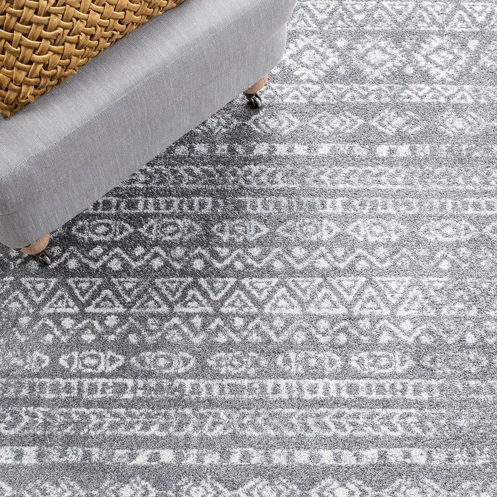 4x6 Tulum Collection Area Rug - Grey and Ivory Moroccan Boho Distressed Design, Non-Shedding, Easy to Clean, Perfect for Living