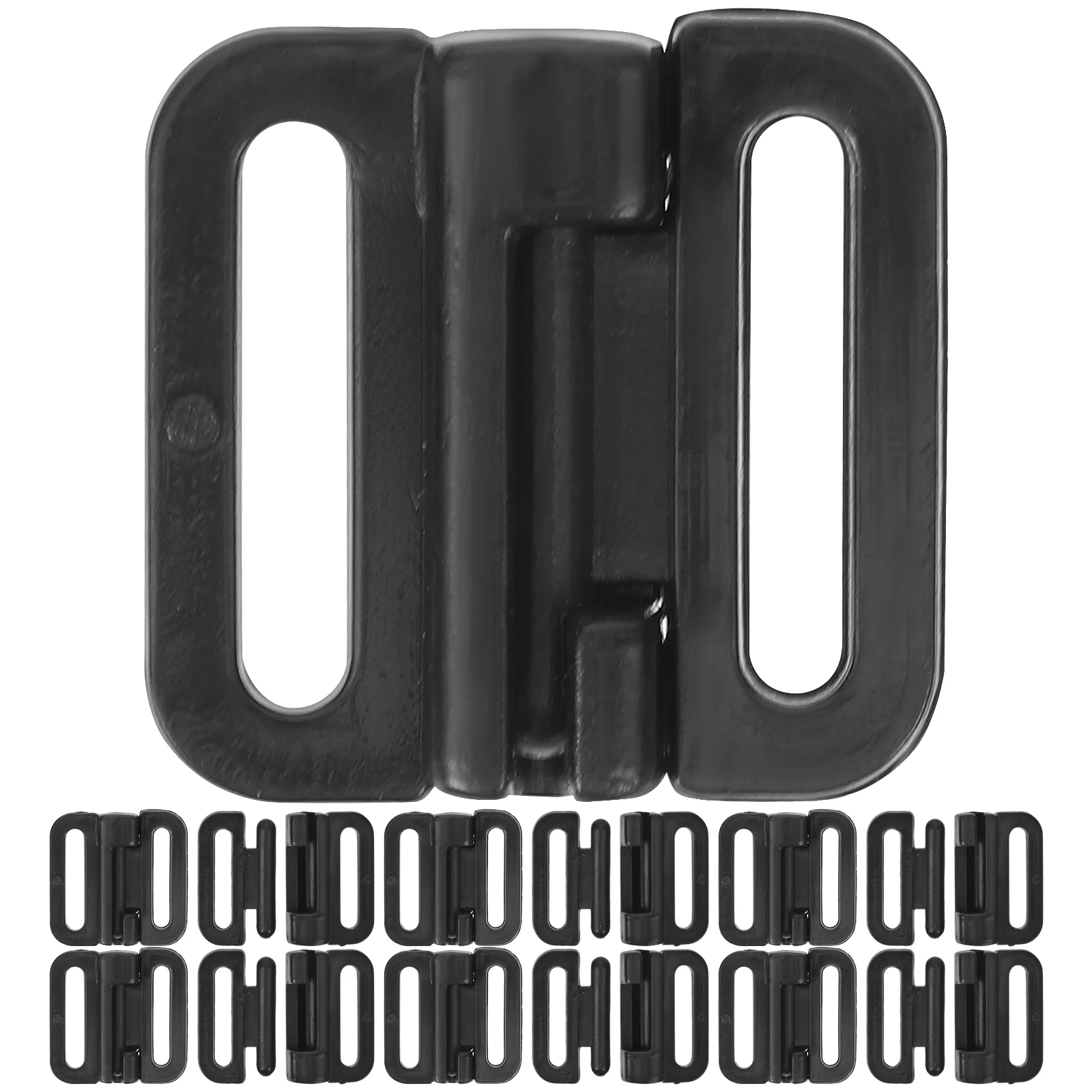 100 Sets Clip Button Women's Belts Clasps for Front Closing Accessories Black Plastic