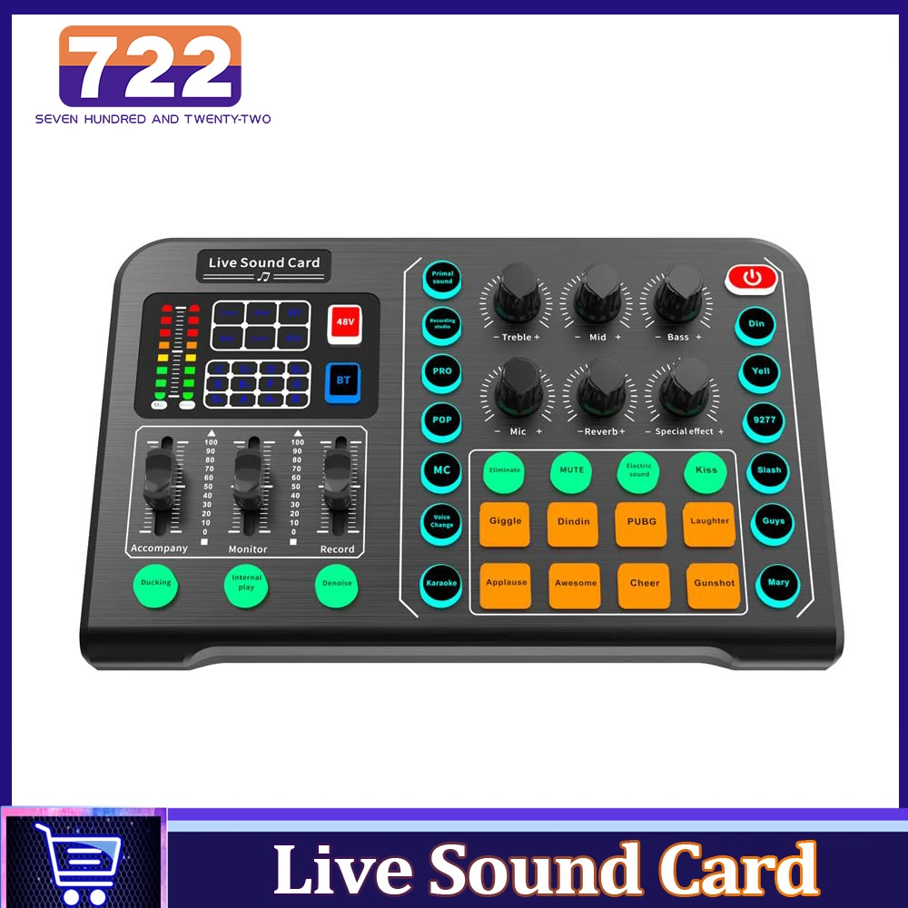 M6 Live Sound Card Recording Karaoke Podcast Music Studio Equipment USB Audio Interface Electric For Guitar Recording Mixer