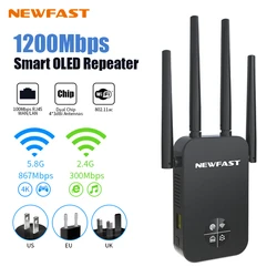 Ripetitore WiFi 1200M Smart OLED a lungo raggio 5Ghz Wireless Wifi Extender Amplificatore Wi-Fi Ripetitore di segnale Wifi Antenna Ripetitore Wifi