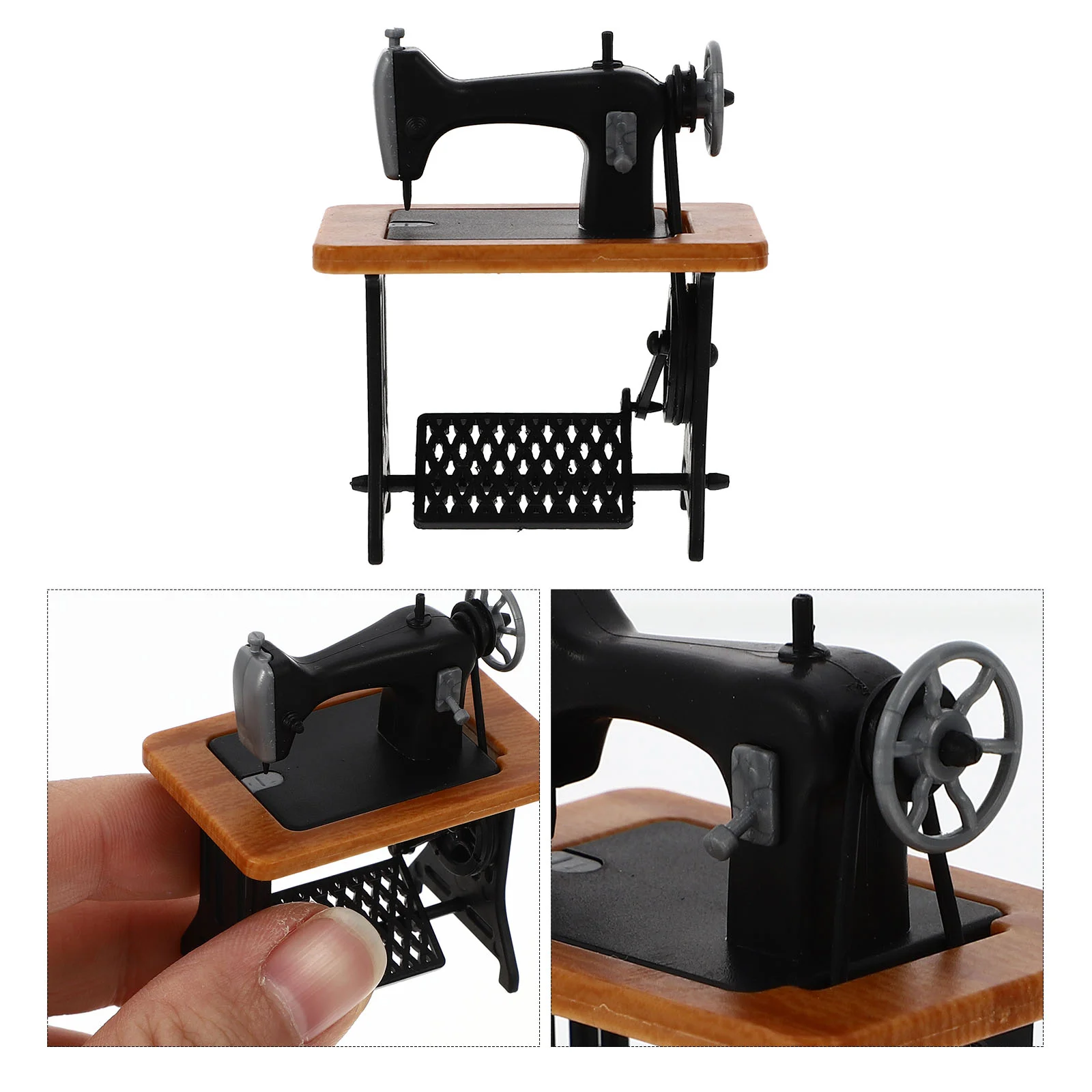 

Mini Sewing Machine Model Vintage Toy House Accessory Detailed Craftsmanship Miniature Furniture Retro Style Lightweight