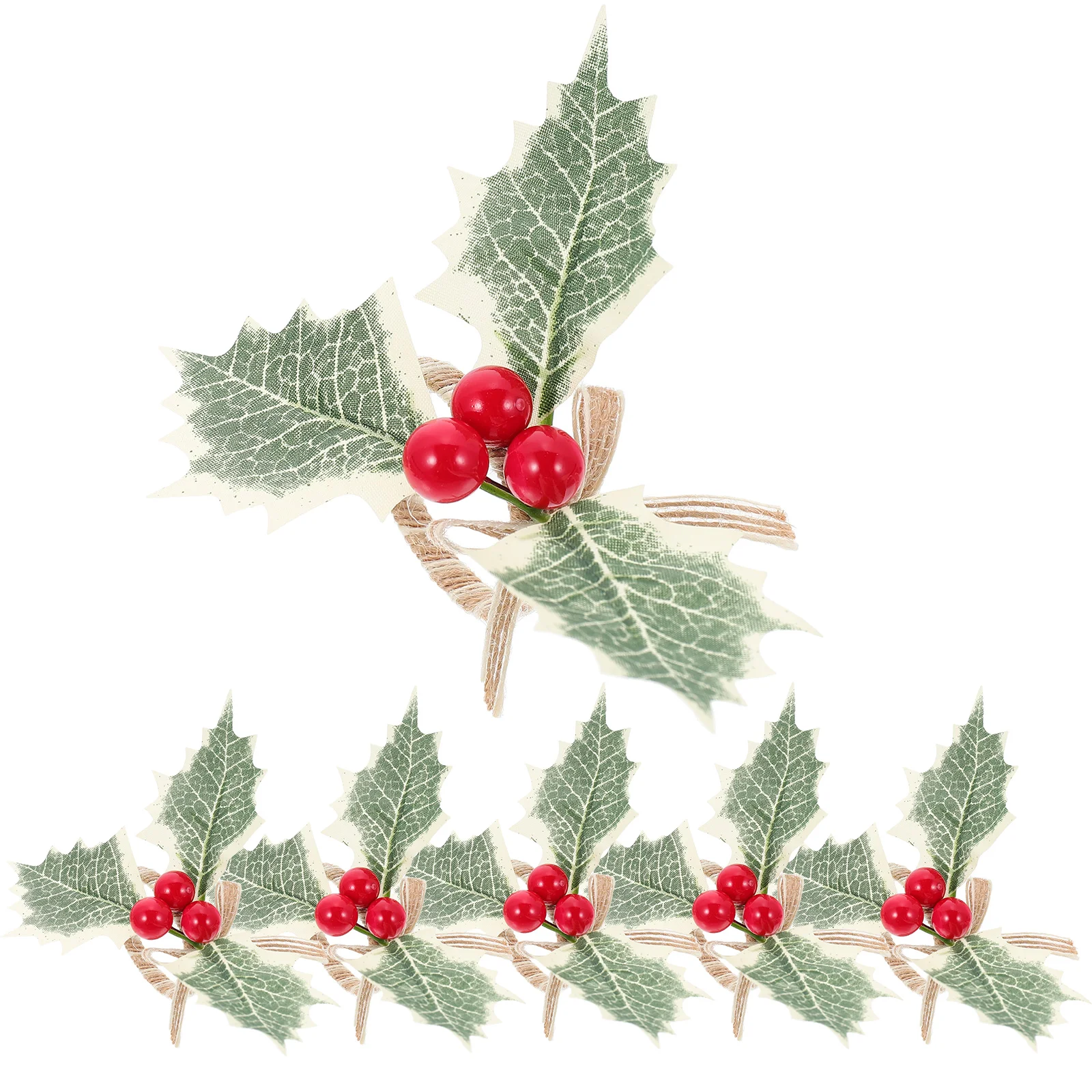 

6 Pcs Christmas Napkin Rings Dining Table Holders Serviette Bands Clasps Decor Party Berry Leaf Xmas