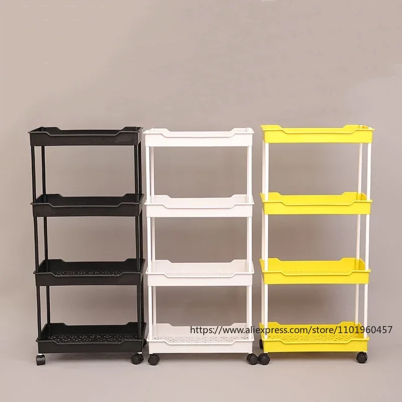 Kitchen Shelf Floor-mounted Multi-storey Storage Rack Movable Cart Vegetable Basket Shelf Bathroom Storage Rack