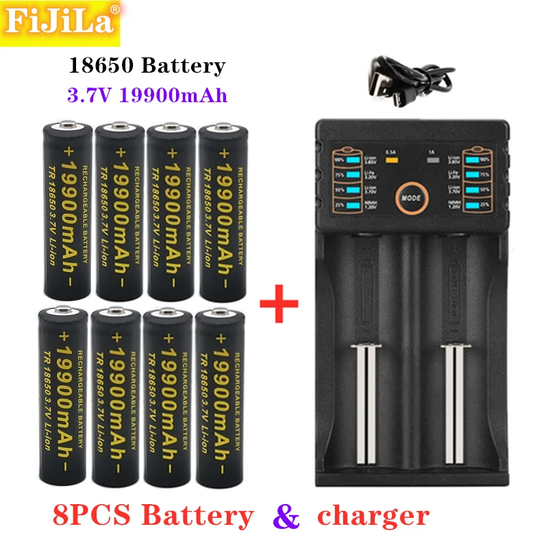 OK New 18650 battery 3.7V 19900mAh rechargeable liion  for Led flashlight    Wholesale +USB charger