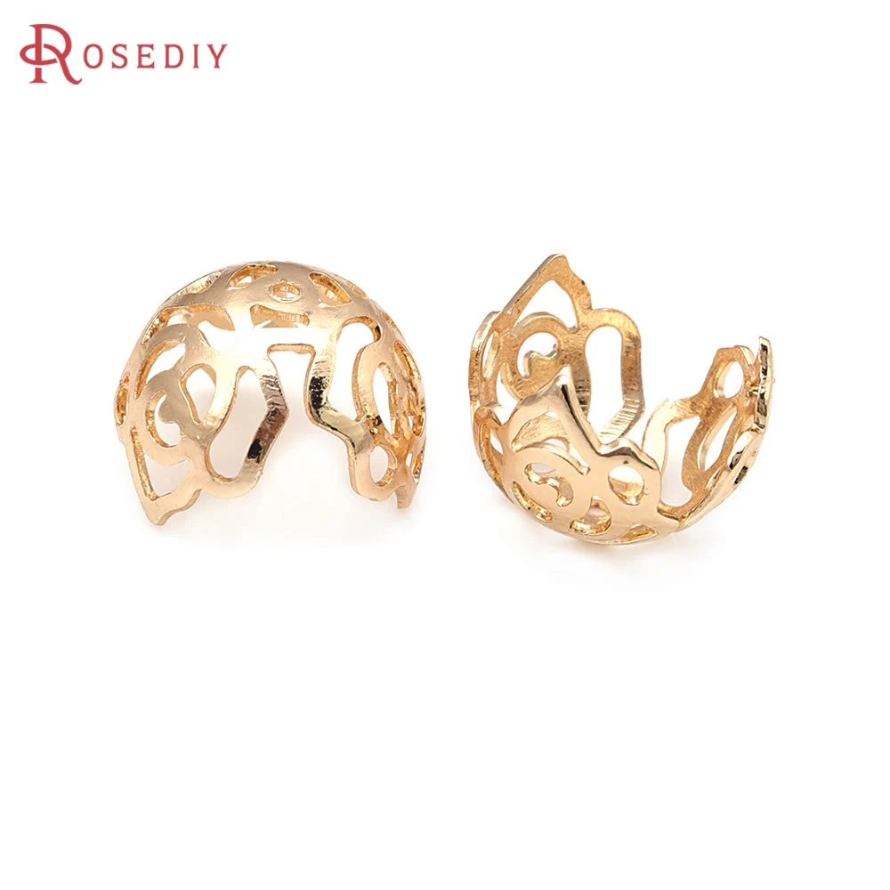 

18K Gold Color Brass Flower Beads Caps High Quality Jewelry Making Bracelet Necklace Earrings Diy Accessories
